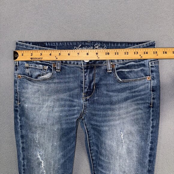 Women's blue skinny stretch ripped denim cotton blend trousers - Picture 4 of 7